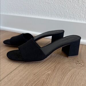 J Crew Black Block Heel Slide Sandals